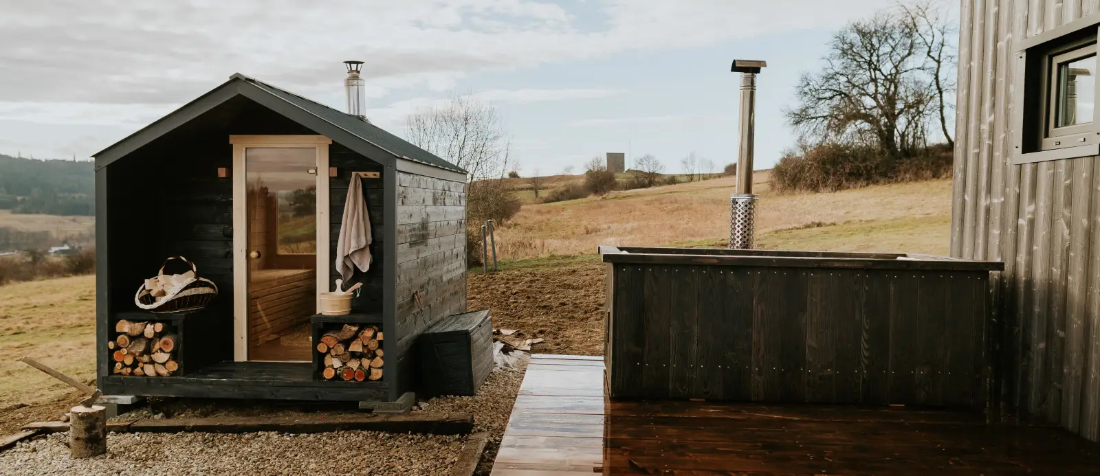Sauna ogrodowa Stodoła oraz wanna ogrodowa